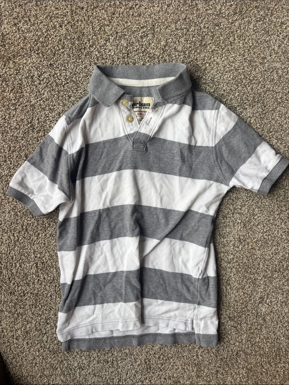 urban pipeline Gray & White Striped Short-Sleeve Polo